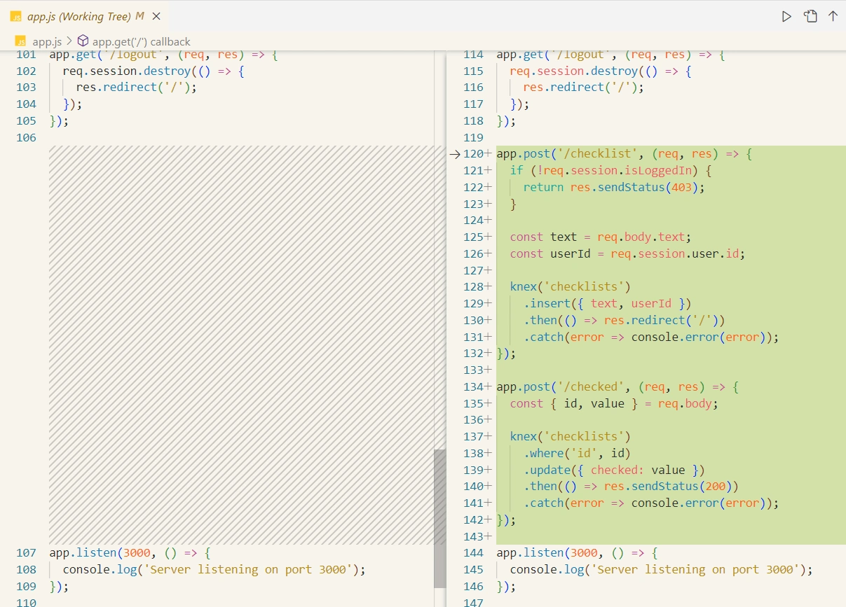 ส่วนนี้จะเป็นการเพิ่ม Routing ที่ขอมาทั้งหมดก่อนหน้า ก็เช่นเดียวกันควรบอกให้บอทเลิกใช้ Promise แล้วไปใช้ Async/Await แทน