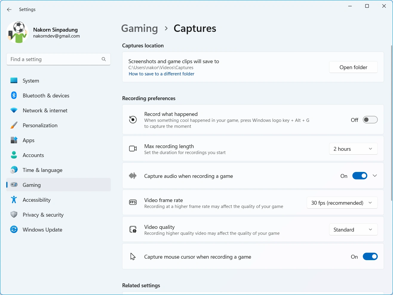 การตั้งค่า Captures ต่างๆของ Xbox Game Bar